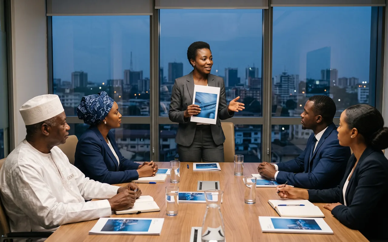 Stratégie et financement : une consultante présente une étude au conseil d’administration d’un client